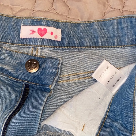 Buddy Love Light Wash Distressed Fringe High Rise Denim Shorts - Picture 3 of 3